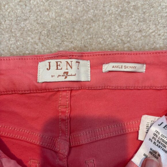 Jen 7 by 7 for all Mankind Ankle Skinny Jeans in Coral Pink - Size 0 - NWOT - Picture 6 of 15